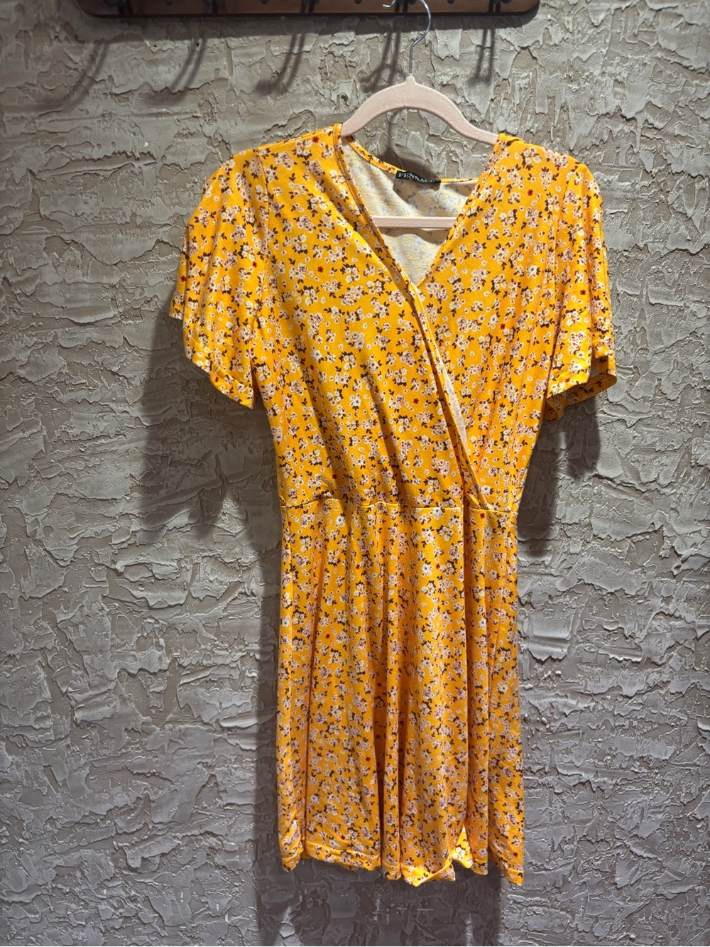 Women's Yellow Floral Wrap Dress